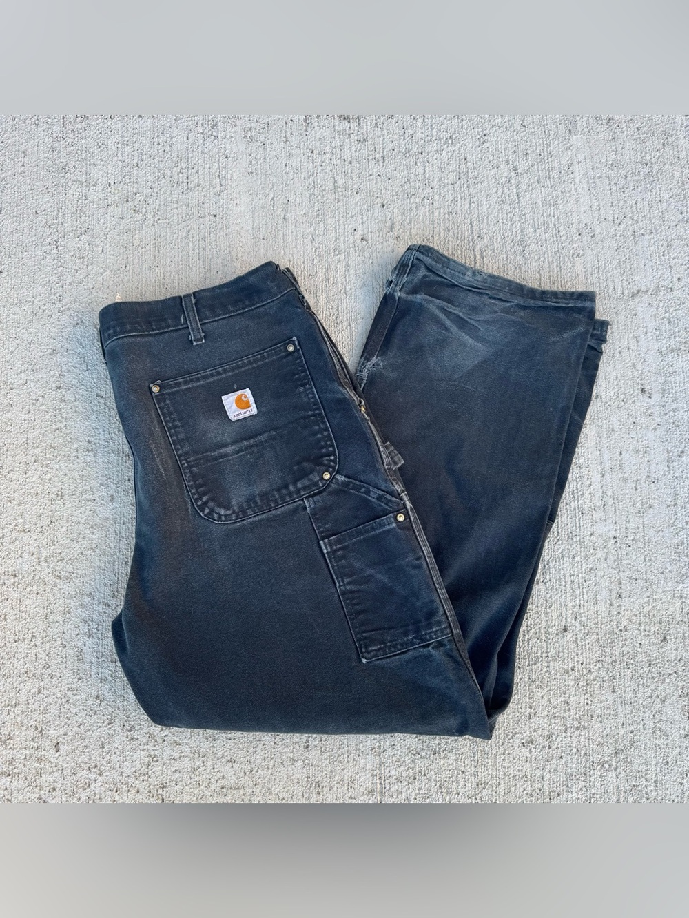 Vtg Carhartt Double Knee Carpenter Pants 36x30 Black Faded B01 BLK